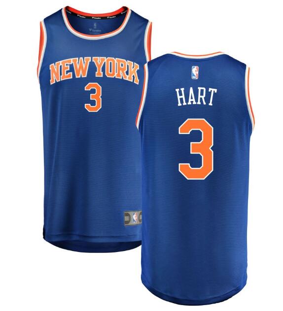 Men's New Yok Knicks #3 Josh Hart Blue Icon Edition Stitched Basketball Jersey